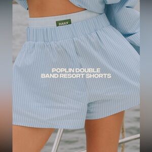 Poplin Double Band Resort Shorts - Blue Stripe